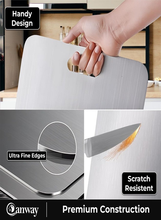 CANWAY® Stainless Steel Chopping Board 36x25 cm with Handle | Anti-Slip Cutting Board for Kitchen | Hygienic & Easy to Clean | Ideal for Vegetables, Fruits & Meat - Image 4